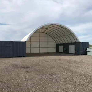 40’x40’x13′ Shipping Container Shelter + End Wall