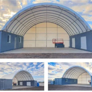 40’x40’x13′ Shipping Container Shelter + End Wall